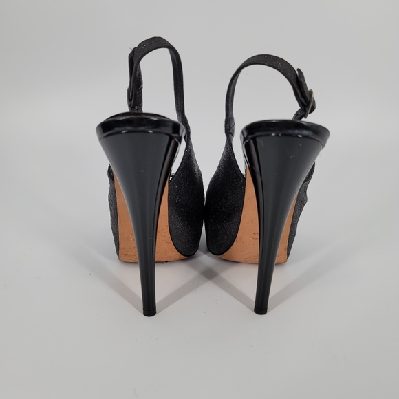 Giuseppe Zanotti Monro Black Glitter Platform Slingback Pumps Size 35.5 - Picture 4 of 13